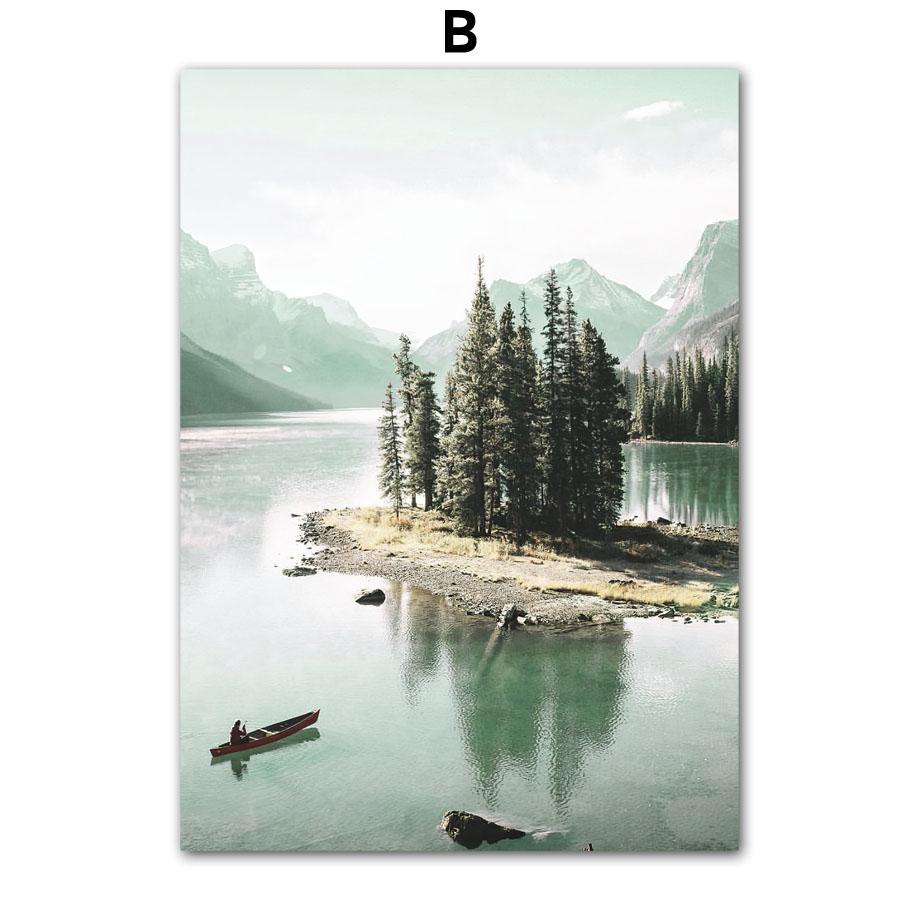 Sommer Grün See Wald Hügel Blume Abstrakte Nordic Poster Und Drucke Wand Kunst Leinwand Malerei Dekor Bilder Wohnzimmer