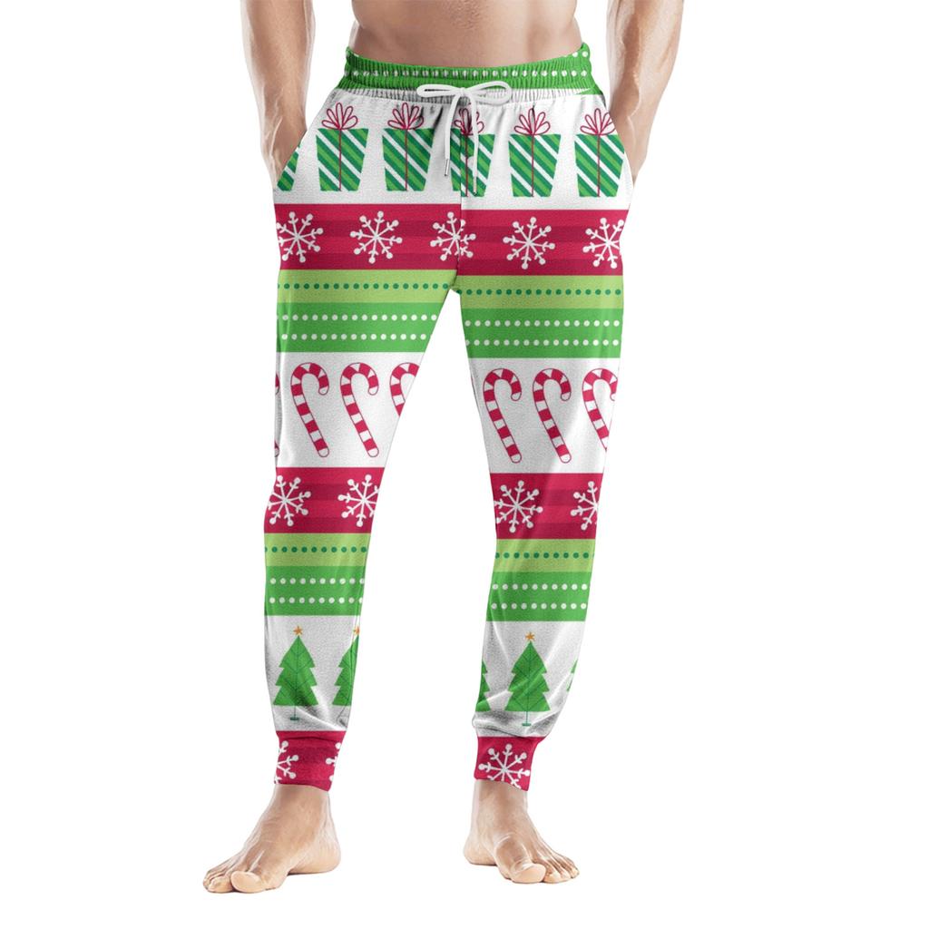 Men's Drawstring Pocket Casual Pants, Checkered Striped Printed Pocket Casual Pants, Home Sleeping Pants