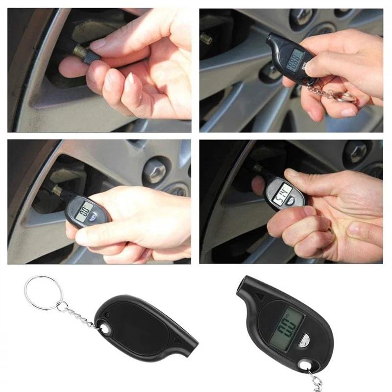 Keychain Style Tire Gauge Digital Lcd Display Monitor Systems Car Tire Air Pressure Tester Meter  Motorcycle Tire Safety Alarm