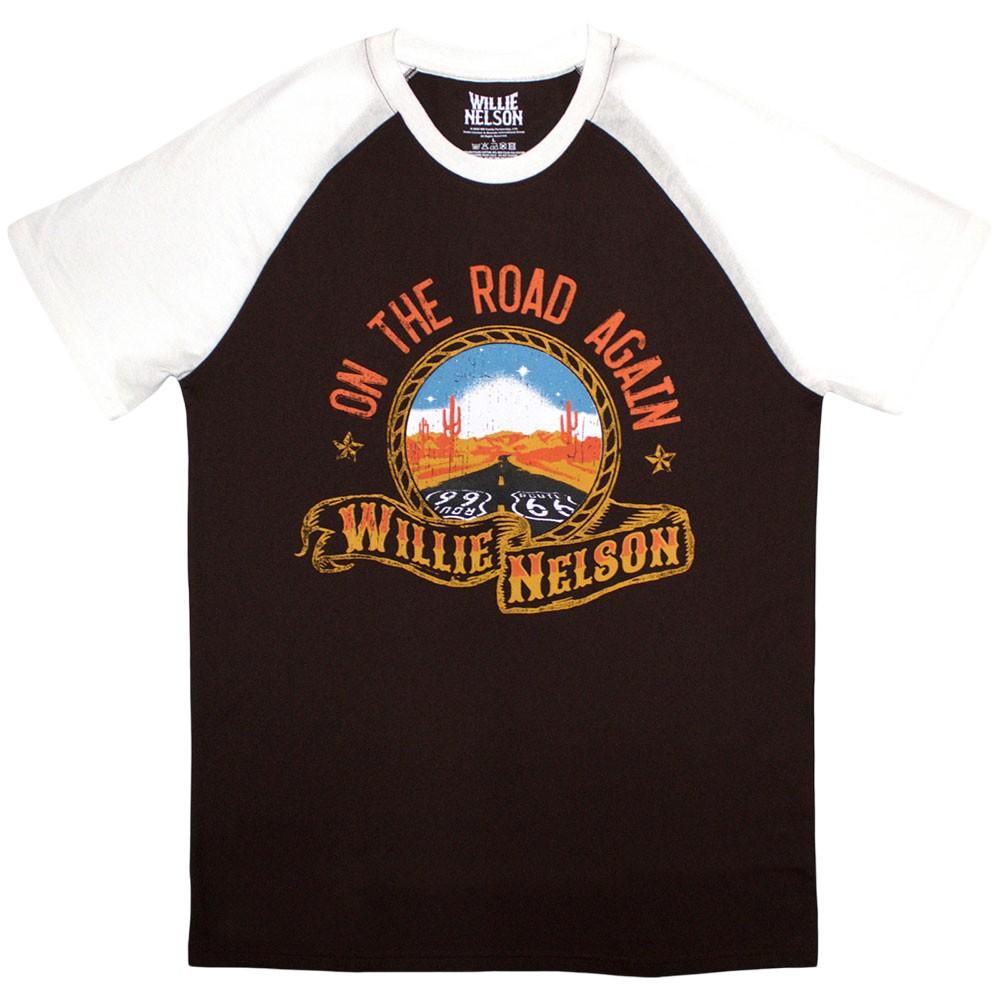 Willie Nelson Unisex Adult Route 66 Raglan T-Shirt
