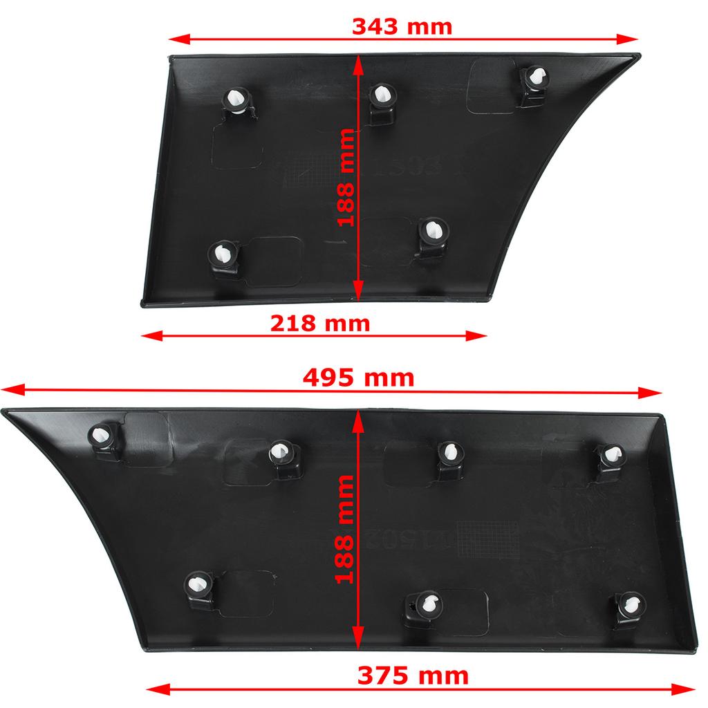 Renault Master III L2 2010+ Left Side Moulding Set (2pcs) Front/Rear of Rear Wheel, No Marker Hole, Clips Included
