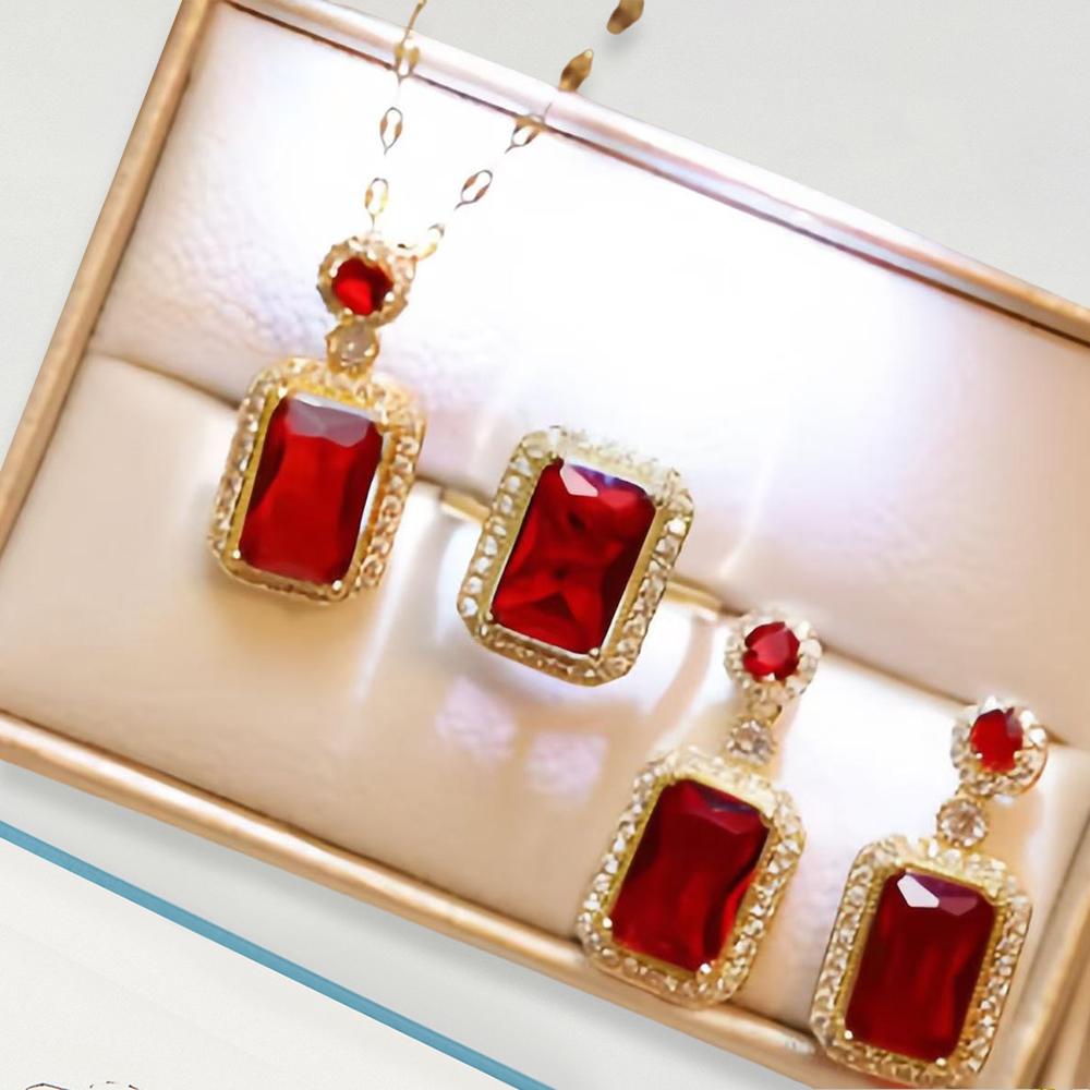 4-piece Women's Zircon Set, Fashionable Casual Necklace Bracelet Earring Set, Suitable for Daily Wear, Friend Holiday Gift