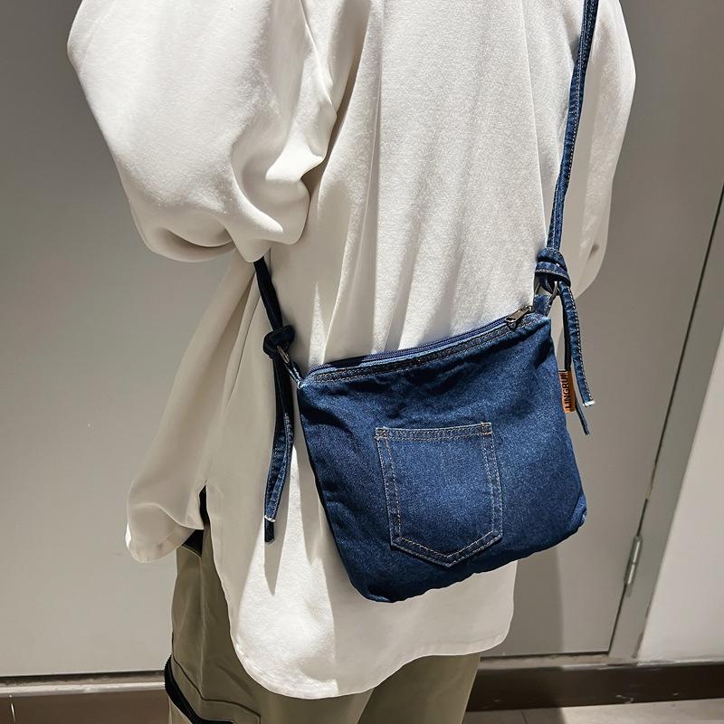 Geantă oblică din denim pentru femei 2025 nouă casual de mare capacitate geantă pânză geantă de clasă pentru student de colegiu geantă de umăr