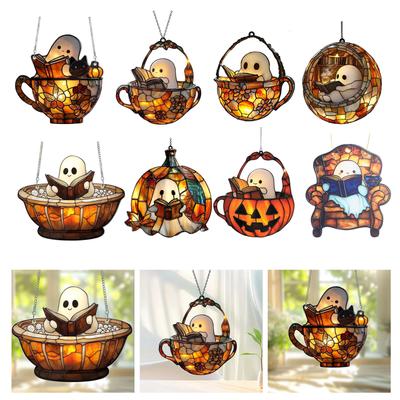 Acrylic Halloween Window Hanging Decor For Indoor Outdoor Fall Party Home Decoration Durable Unbreakable Design