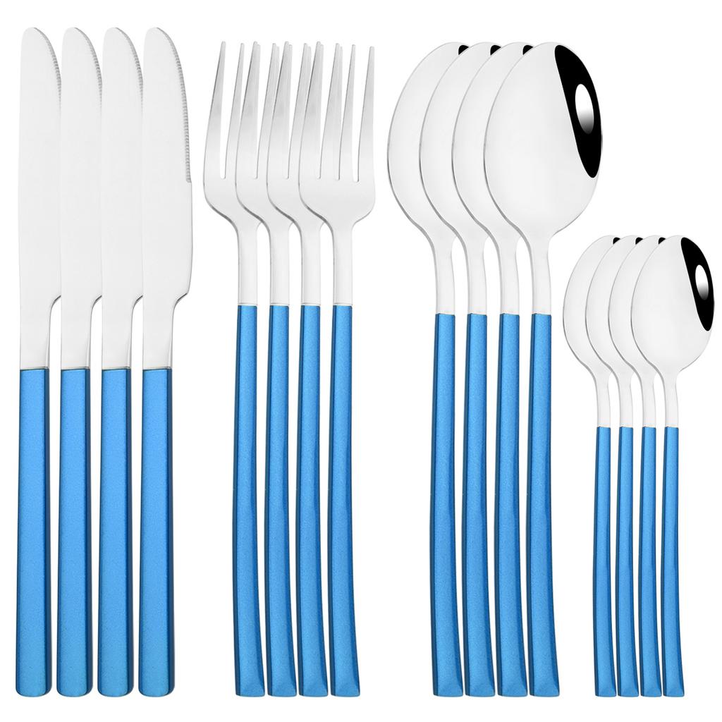 16Pcs Rose Gold Dinnerware Set Knife Fork Coffee Tea Spoon Cutlery Set Stainless Steel Tableware Western Home Kitchen Flatware