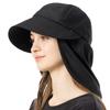 Large Size Wide Brim Alicia Casquette Hat with Cooling Neck UV Adjustable Cap with Chin Strap Size [Loo&c] Women's Fabric, Guard, 100% Protection,