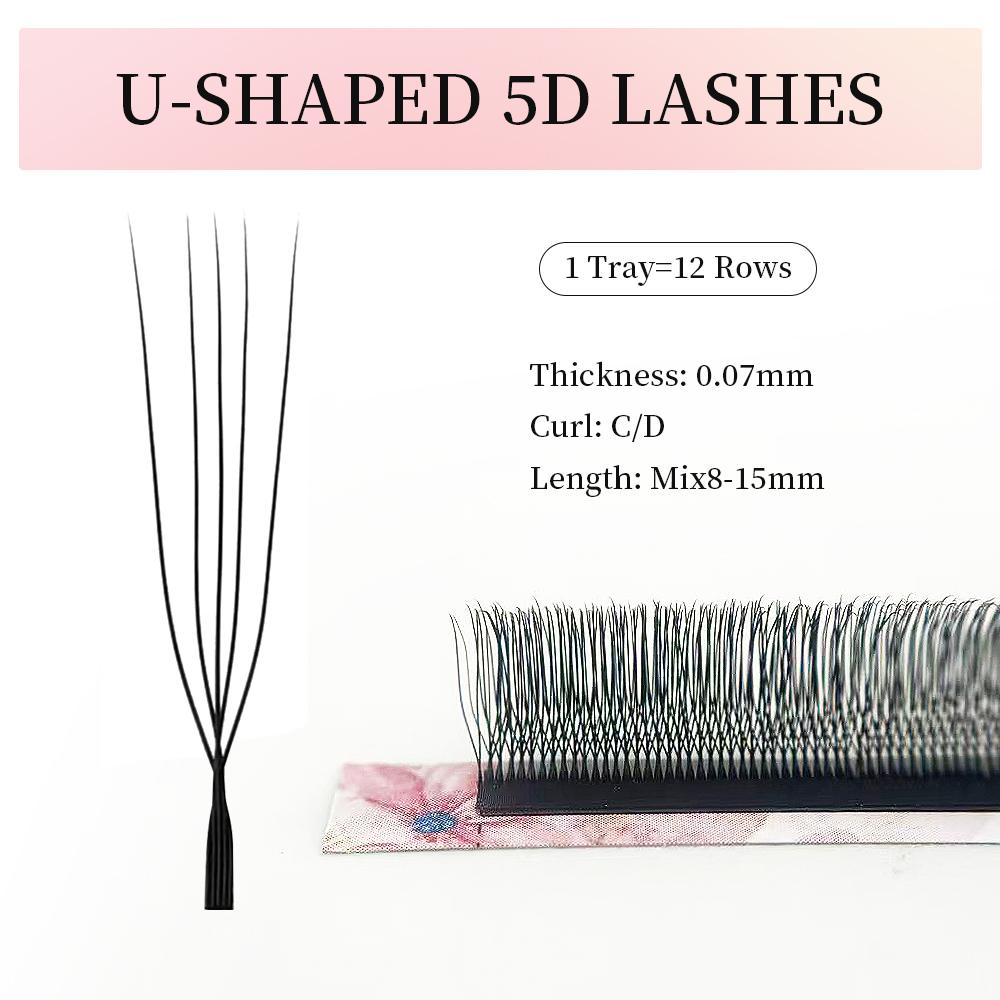 Goddess U Shaped YY 3D 4D 5D Eyelashes Extension Handmade Premium Soft Premade Fan U Lashes Beauty Makeup W Bloom Lashes