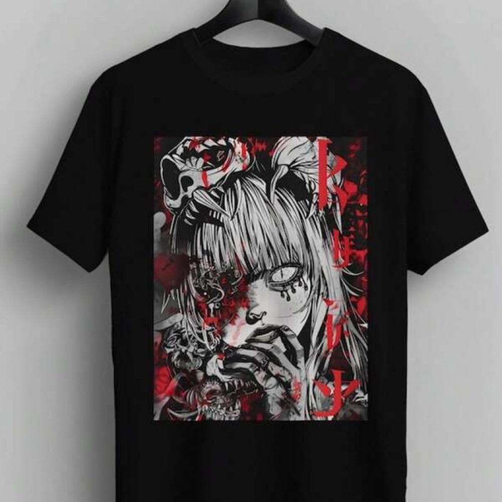 

Anime Girl T-Shirt Harajuku Manga Style Horror Japanese Streetwear Gothic Clothes Quick-dry T-Shirt S разноцветный