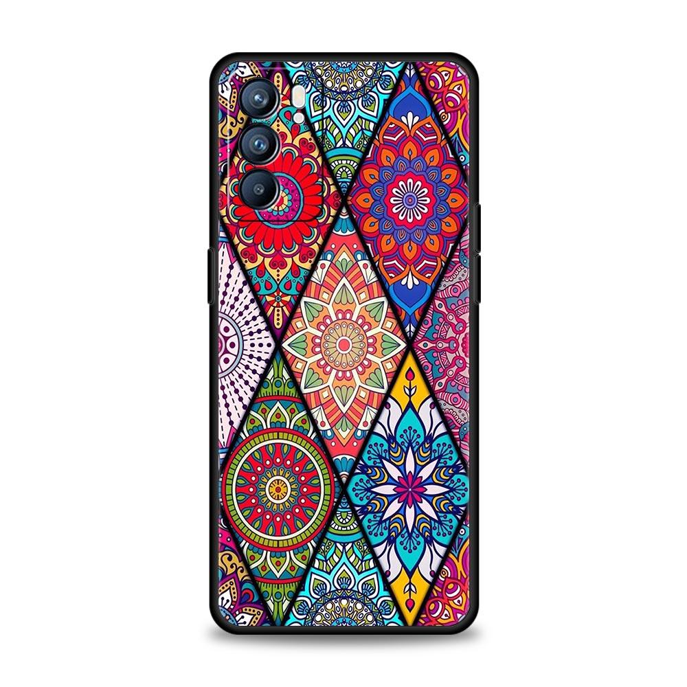 Mandala Flower Totem Case For Oppo Find X6 Pro X5 A54 A53 A52 A9 2020 A15 A95 A17 A16 A76 A74 A57 Reno7 Reno6 Pro Plus 5G Cover