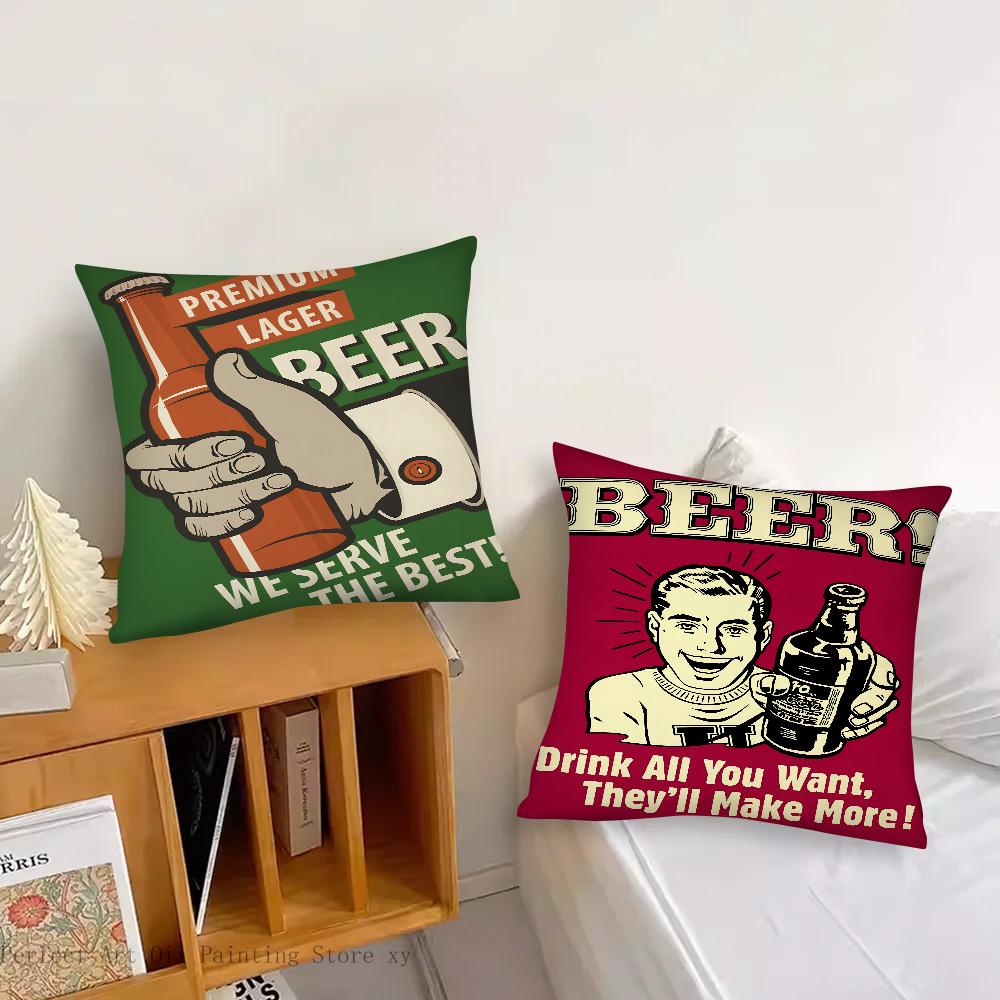 Beer Cigarette Coffee Pillow Case Square Pillow Bedroom Sofa Leisure Comfort Cushion Car Living Room Home Decoration