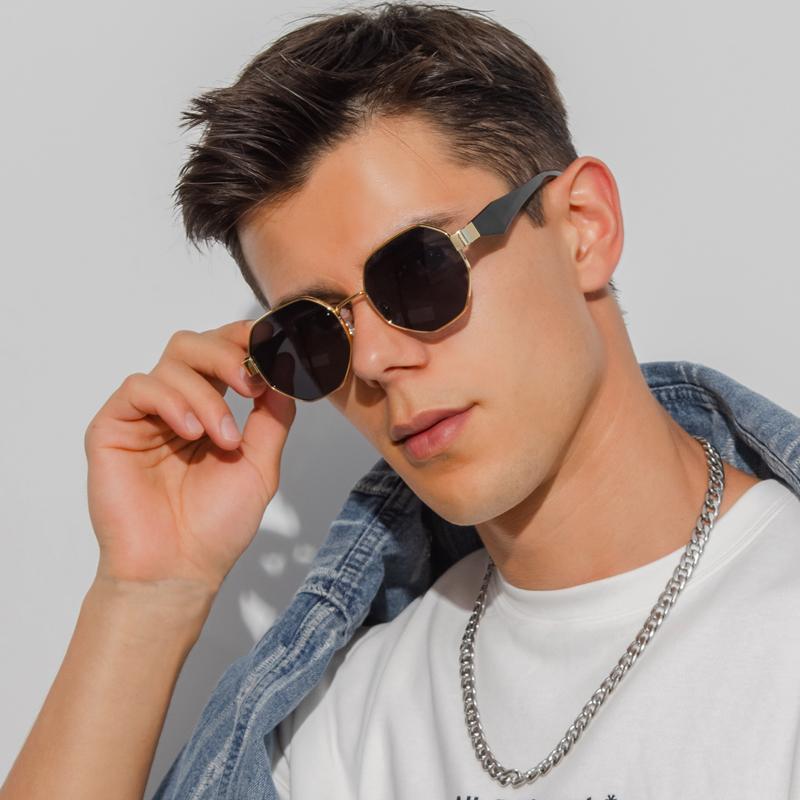 Metal Frame Sunglasses Men Women Luxury Polygon Punk Brand Designer Sun Glasses Male Retro Mirror Eyewear Steampunk