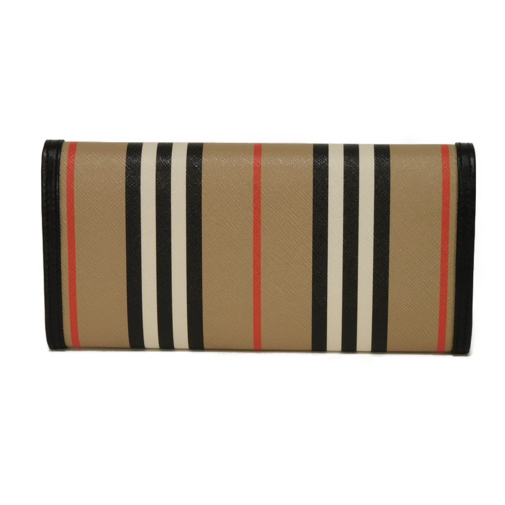 Used 11033 Icon Stripe Continental Wallet 8026001 7940 Nova Check Embossed Logo Logo Foil Stamp Beige Unisex from Japan
