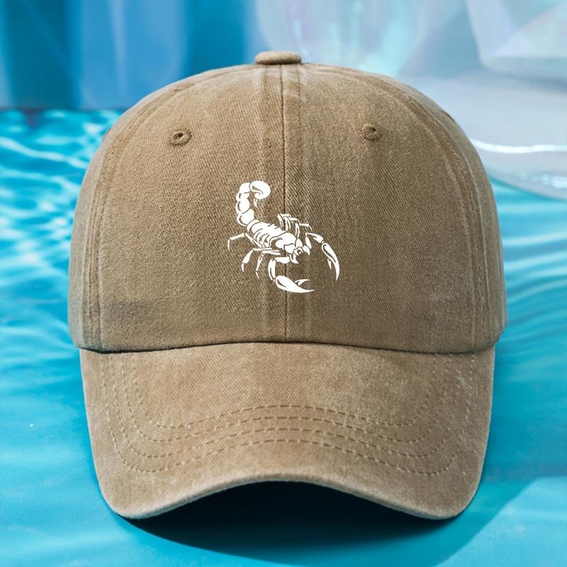 Retro Washed Baseball Cap, Scorpion Print, Adjustable Hip-hop Truck Driver Cap,outdoor Camping Party Hat