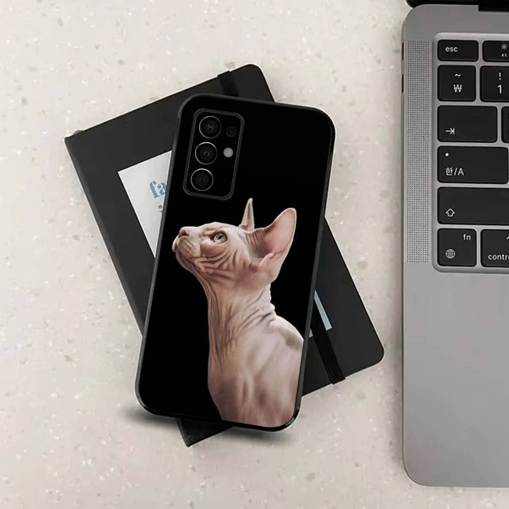 Pet Sphynx Sphinx Cat  For Samsung Galaxy A53,31,52,72,41,Note,J7,8,9,5G,22,73,32,71, Soft Black Silicone Case