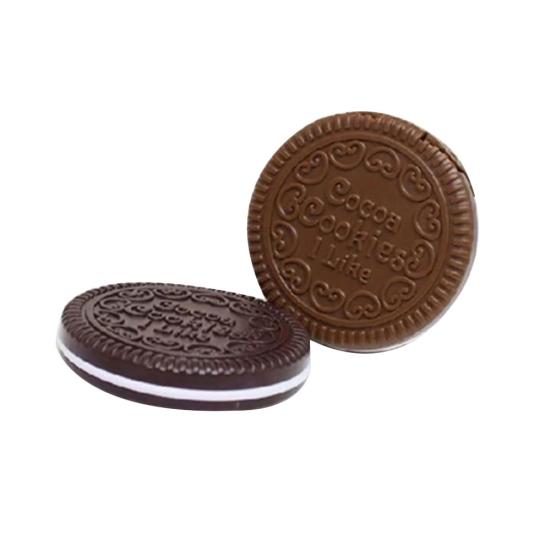 Cute Chocolate Sandwich Folding Biscuit Shaped Portable Makeup Round Mirror