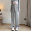 Autumn Winter Elastic Waist Solid Color Loose Casual Wide Leg Pants Women Simple All-match Straight Trousers