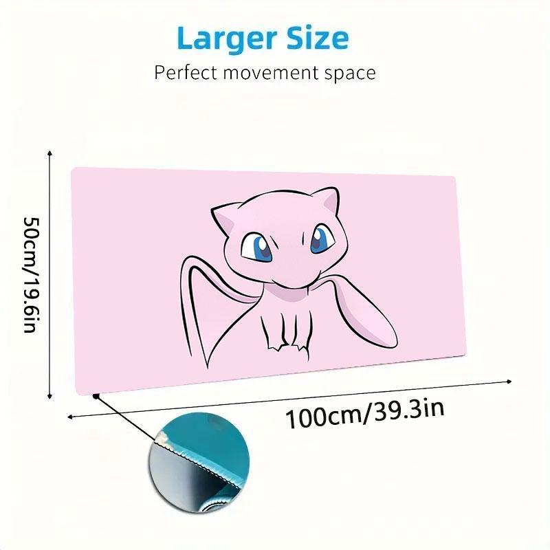 Mew Mouse Pad, Large Gaming Desk Mat, Non-slip XXL Mousepad for Laptop & Tablet, Mini PC Playmat with Stitched Edges