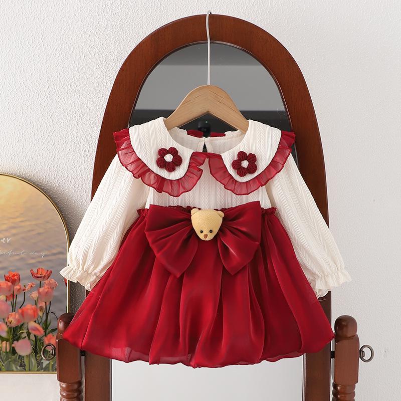 

Hui Ai Girls’ Princess Dress: Autumn 2023, Spring/Fall Style, Kids Fake Two-Piece XL