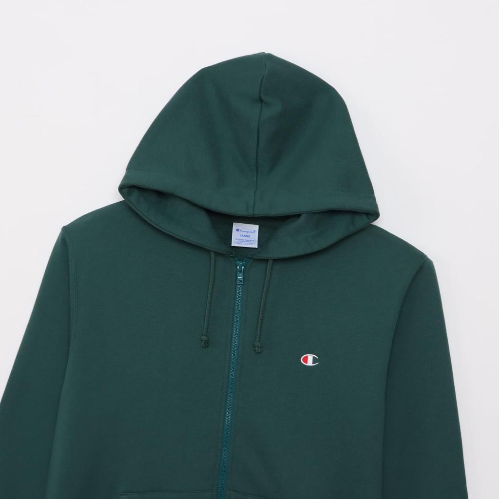 Champion Long Sleeve Cotton USA Fleece Hoodie with Embroidered Logo and Zip Deep Green Men's Hoodie, C3-W104/C3-W104L/C3-W104Z/C3-Y137/C3-Y137L,