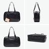 BEVERLY HILLS POLO CLUB Faux Leather School Bag Boston Bag Brown Black High School Girls Boys with Pouch bp002 Beige Water-repellent (Black [23])