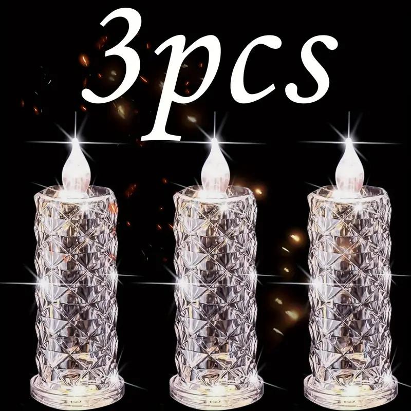 

3 шт. светодиодных свечей-капли с розовой тенью - романтические ночные светильники, идеально подходящие для офиса и рождественских декоративных ламп