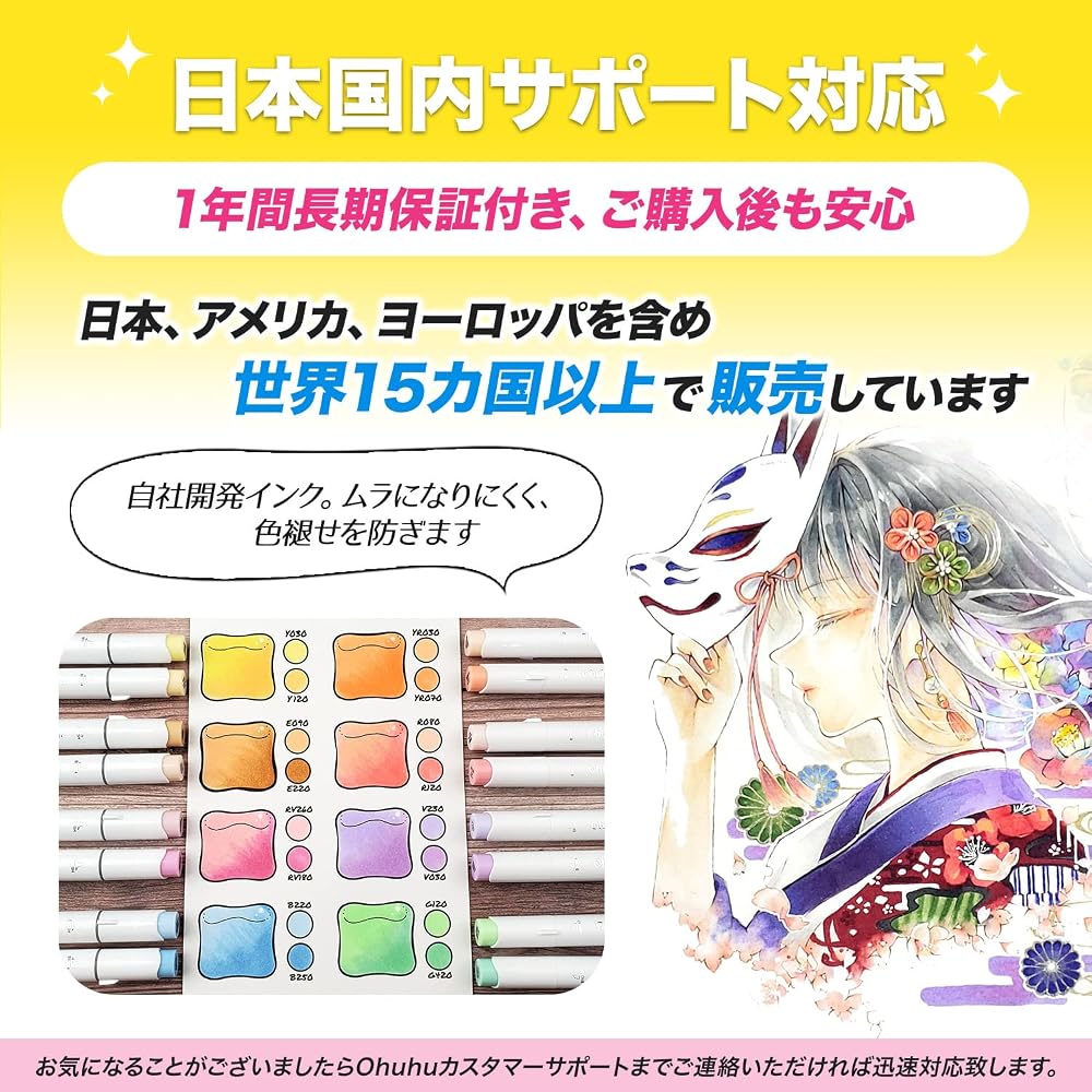 Ohuhu Marker Pen Type 72 Colors 73 Pens Professional Favorite Illustration Marker Brush/Bold Blen...