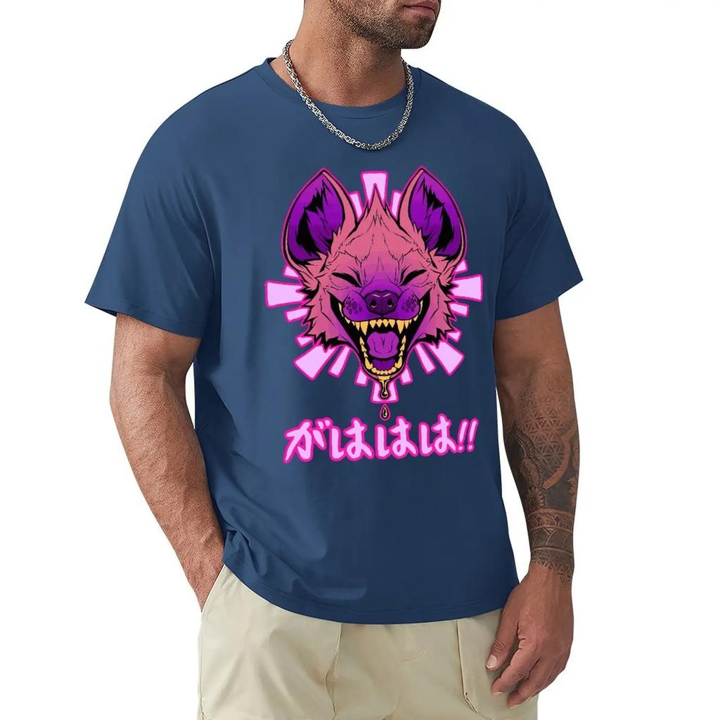 Kawaii Japanese Vaporwave Hyena GAHAHA Furry Wildlife Safari T Shirt Harajuku Short Sleeve T-shirt Cotton Graphics Tshirt Tops