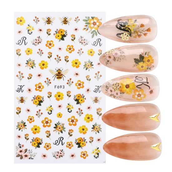 

Женское долговечное украшение для дизайна ногтей 3D клей ивовый лист пчела цветочный стикер для ногтей для вечеринки