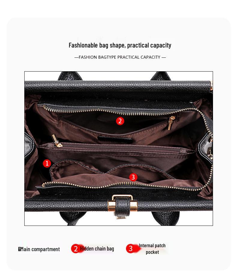 2025 Luxury Women's Genuine Leather Handbag, High-Capacity Stone Pattern Design