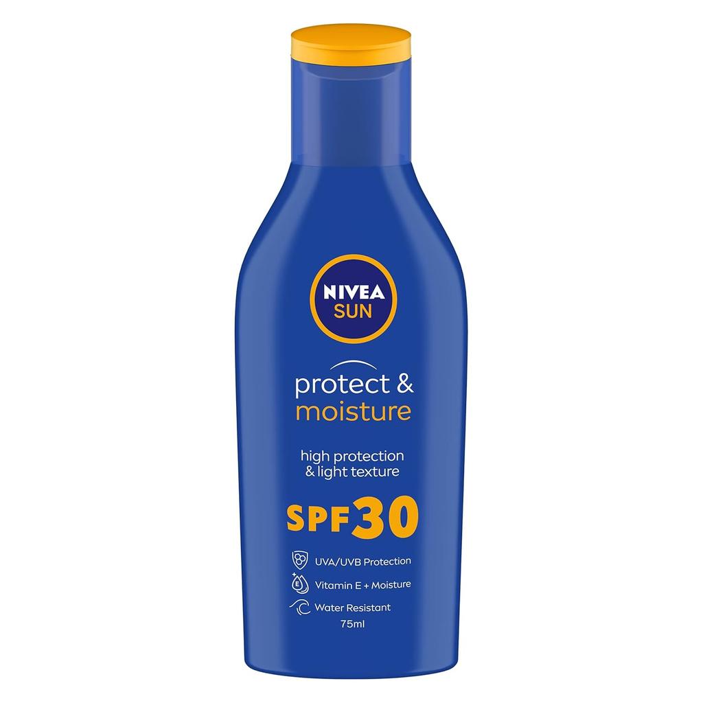 Nivea Sun Protect & Moisture SPF 30 Lotion 75ml – UVA/UVB Protection, Water Resistant, Fast Absorbing for Men & Women