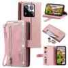 For Xiaomi 15 Pro Case PU Leather Phone Cover with Zipper Wallet 9 Card Slots