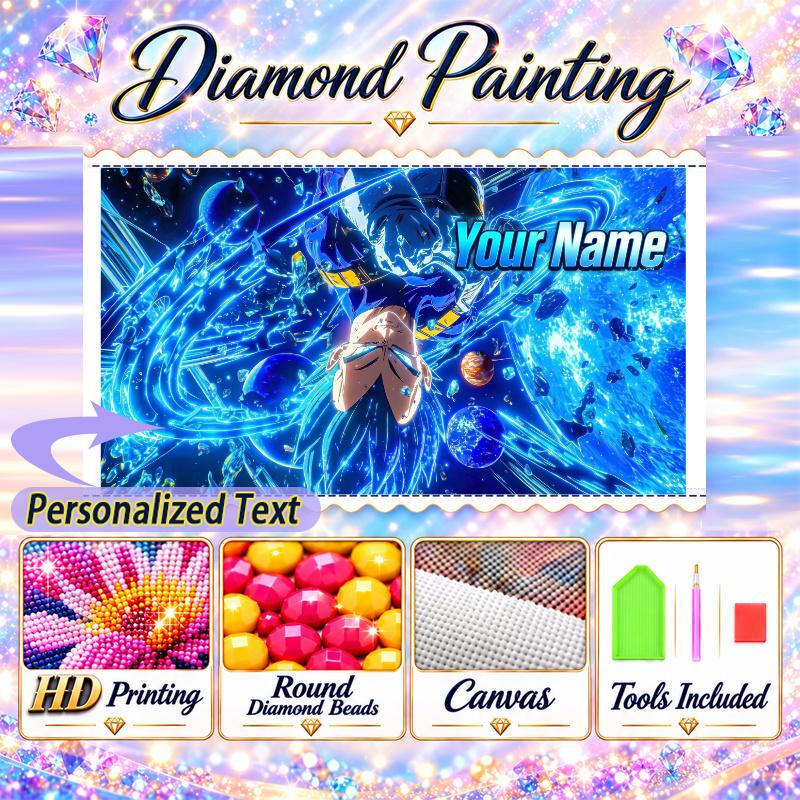 Personalized Dragon Ball Vegeta Diamond Art Custom Name 5D Diamond Painting Full Drill DIY Craft