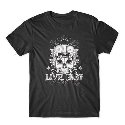 Live Fast T Shirt Biker Skull 100 Cotton Premium New