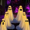 Adjustable Height LED Lighted Ghost Decorations For Halloween Outdoor Indoor Party Haunted House With Windproof Water Base