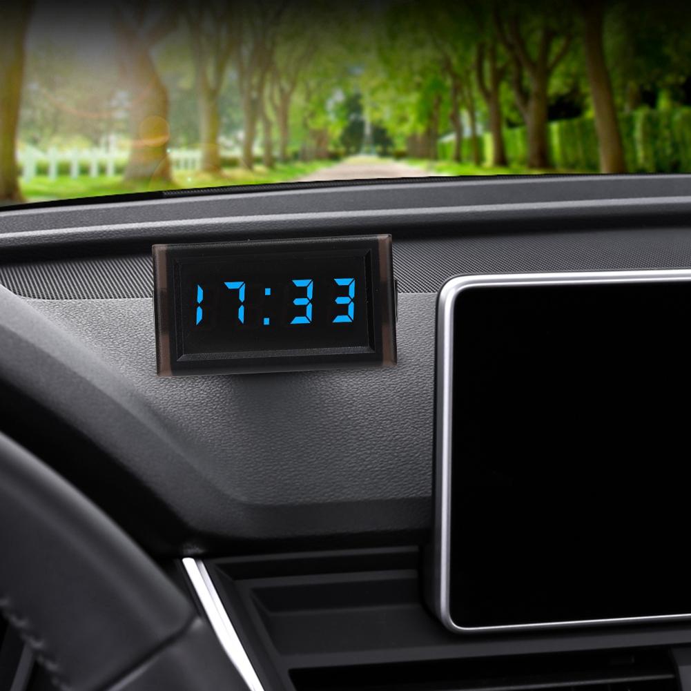 DC4.5-30V Waterproof Dustproof Car Auto Electronic Clock LED Digital Display (Blue)