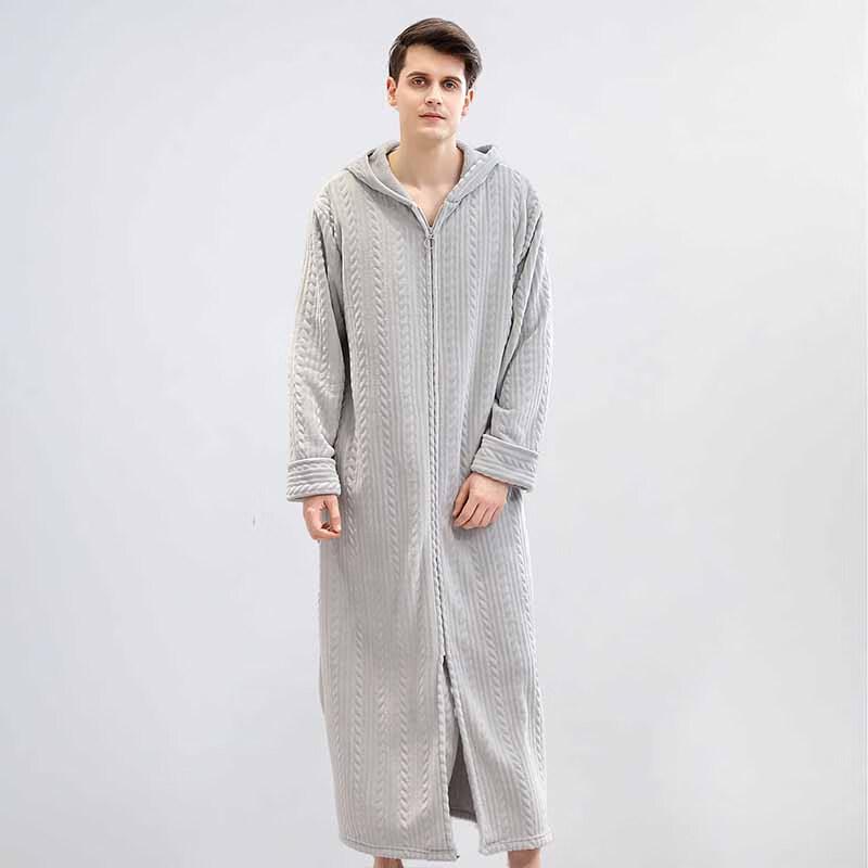 OEING Thickened Couple's Hooded Zip Bathrobe