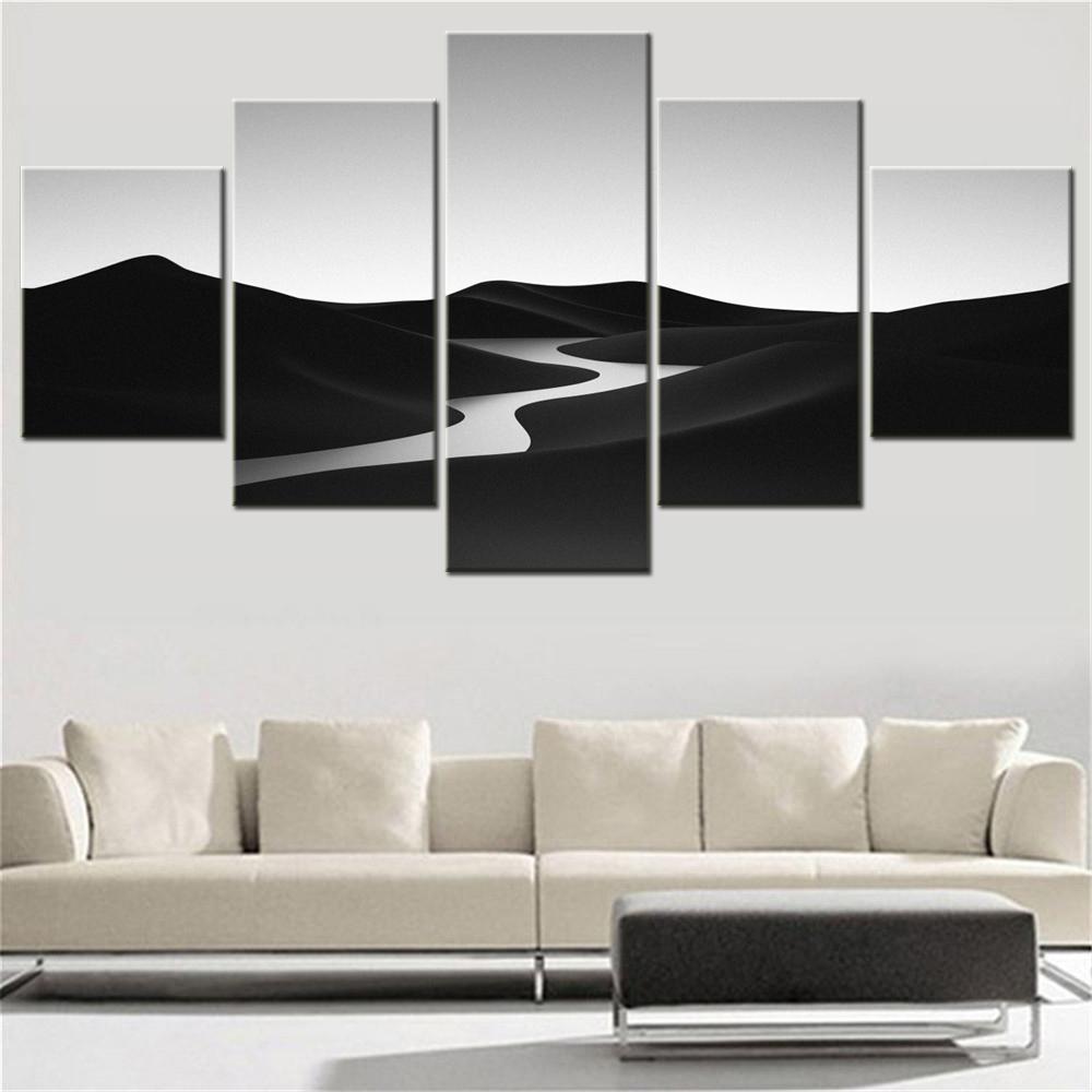 5 Pieces Canvas Wall Arts Poster Painting Nature Black and White Landscape Wallpaper Home Decor Picture Printing Interior Arts 20X35 20X45 20X55CM