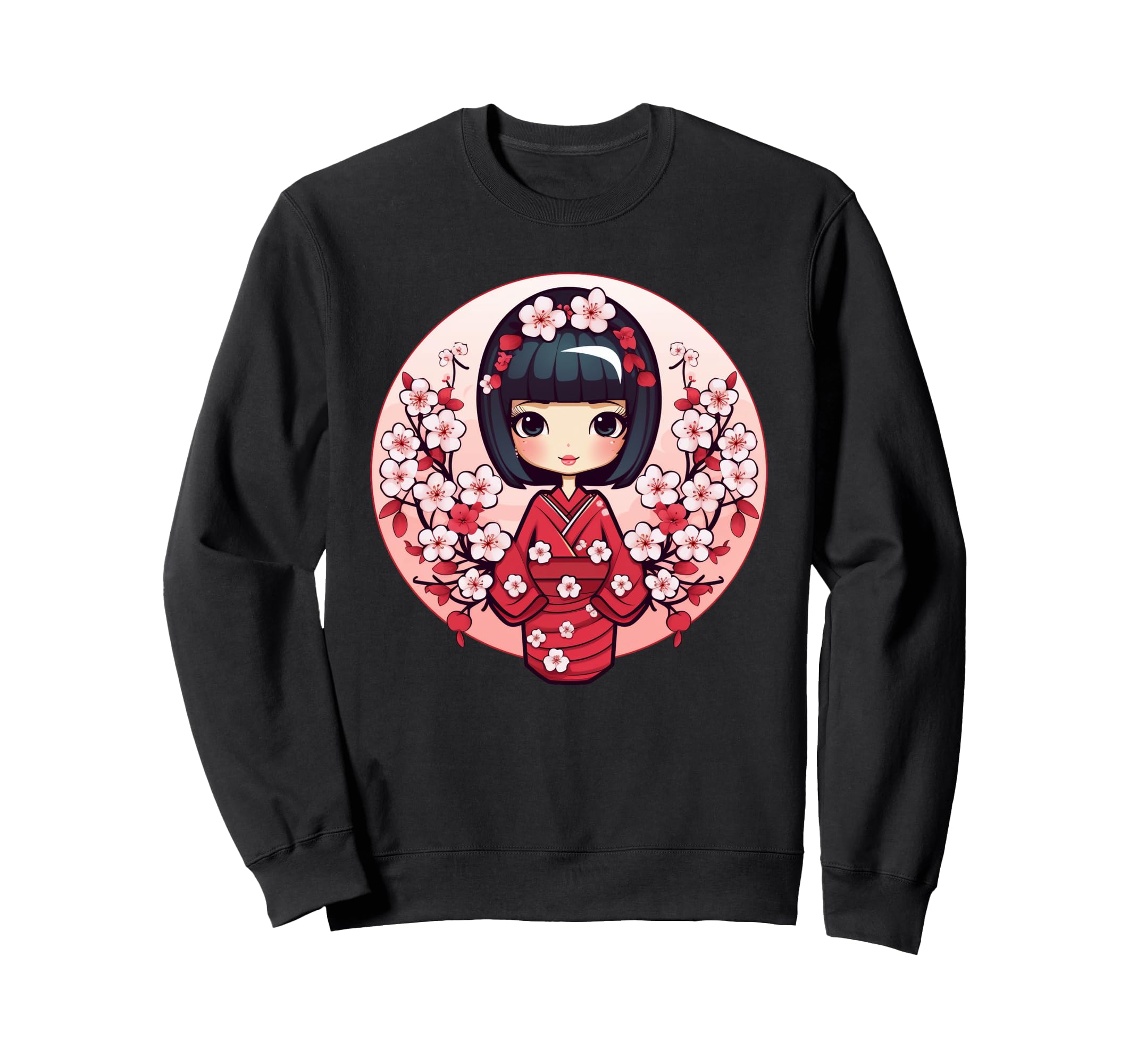 

Cute cherry blossom kokeshi doll I Kokeshi sweatshirt чорний