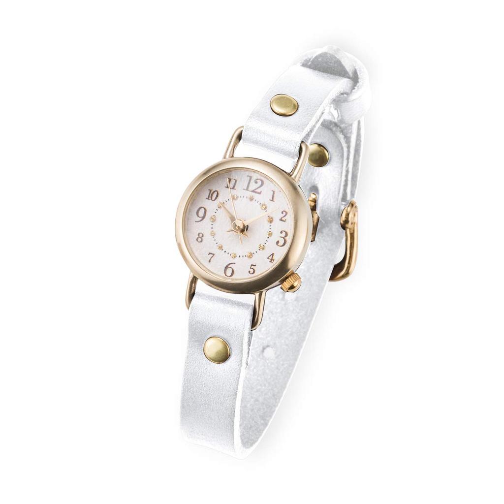 Rebic Leather Gold Japanese-made Women's Watch, Quartz, Battery-operated, Strap, Brown, (white)