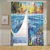 2pcs Dolphin Pattern Curtains Decorative Window Drapes Window Treatments For Bedroom Living Room Home Decoration Room Decoration