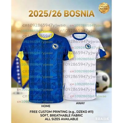 Bosna a Hercegovina Fotbalový dres DZEKO 11 Fotbalové tričko Pánské Tréninkové tričko Domácí Venkovní Modrá Bílá Top Fanouškovská uniforma