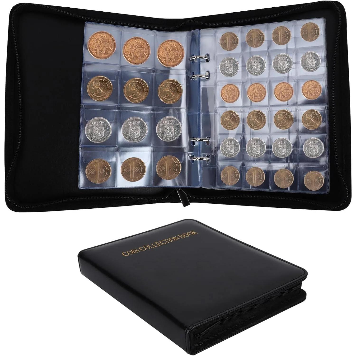360 Pockets Coin Albums,Coin Holder Coin Collection Book for Coin Diameter Less Than 1.37 ,Stamp Collection Book Grid Coin Book w 360 Pockets