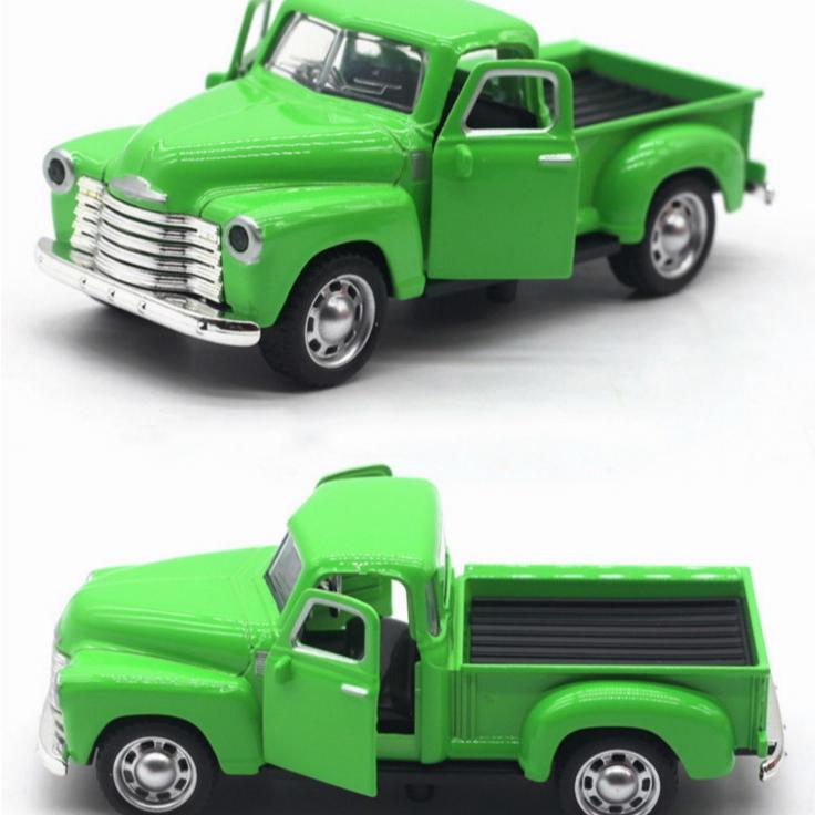 Детская игрушка Пикап из сплава с двойной открытой дверью и откатным автомобилем Ford F100 Pickup1 1956 года выпуска1:32 зелёный