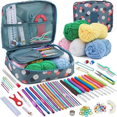 Portable 100/107 Pcs/set Crochets Bag Set Wool Knitting Tool DIY Sewing Ruler Needles Yarn Complete Set of Crochet Material Kit