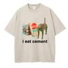 Retro T-shirt Vintage Płukana Bawełna T-shirt Jem Cement Książka Kot Graficzny T-shirt Casual Streetwear Wiosna Lato