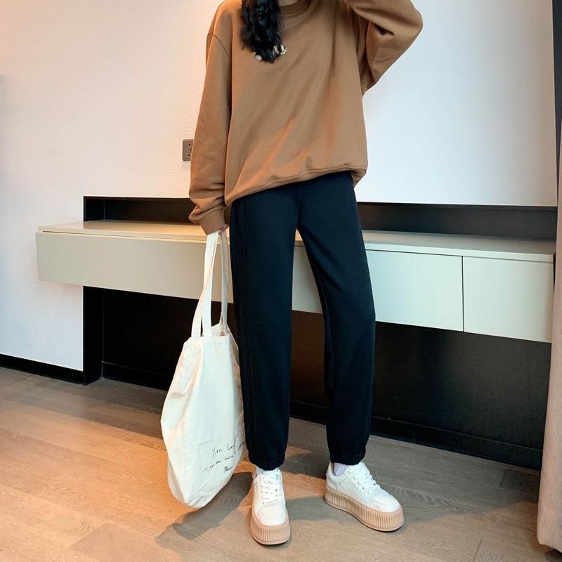 Women Solid Color Velvet Fashion Sport Winter Sweatpants Loose Casual Thick Plush Trousers