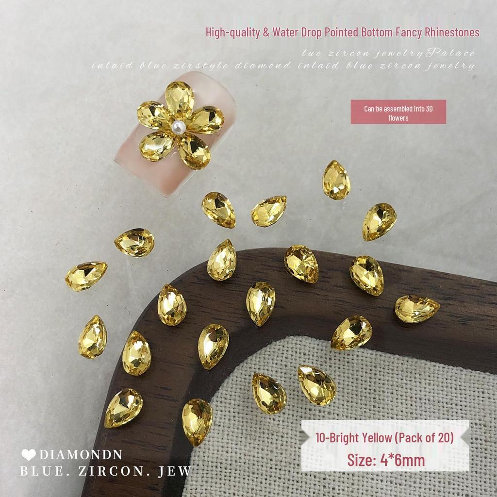 Peony Rhinestone Nail Art: Sparkling Crystal Five-Petal Flower Press-On Decorations