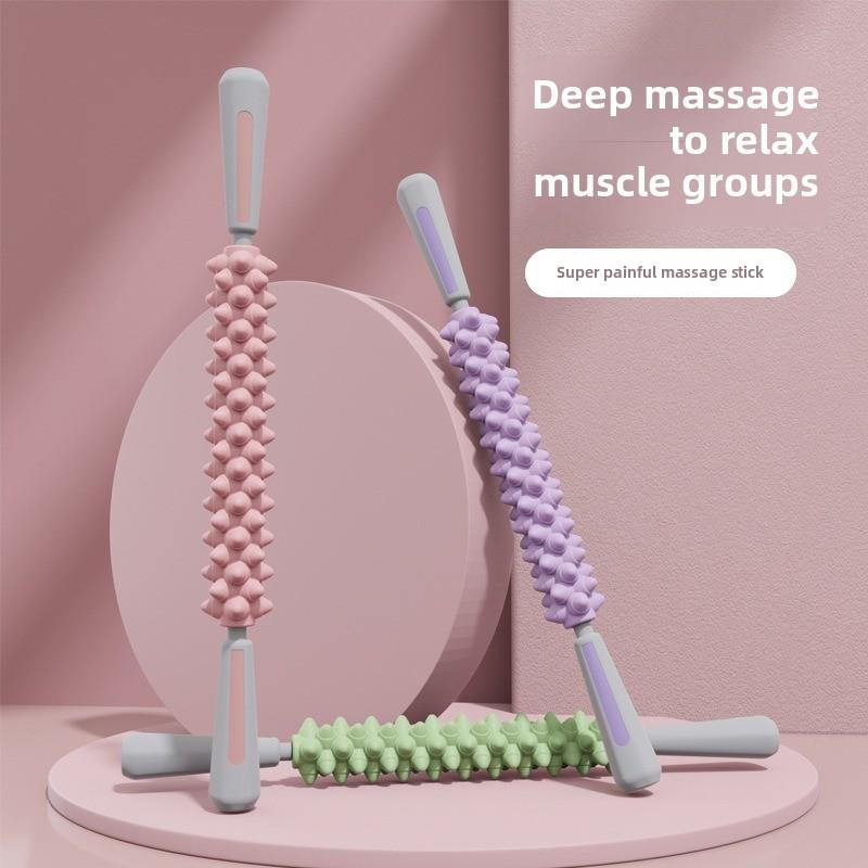 Yoga Stick Massage Wolf Teeth Deep Tissue Roller Eco-Friendly TPR Fitness Implements for Calves Thighs Arms Muscle Relaxation Home Gym