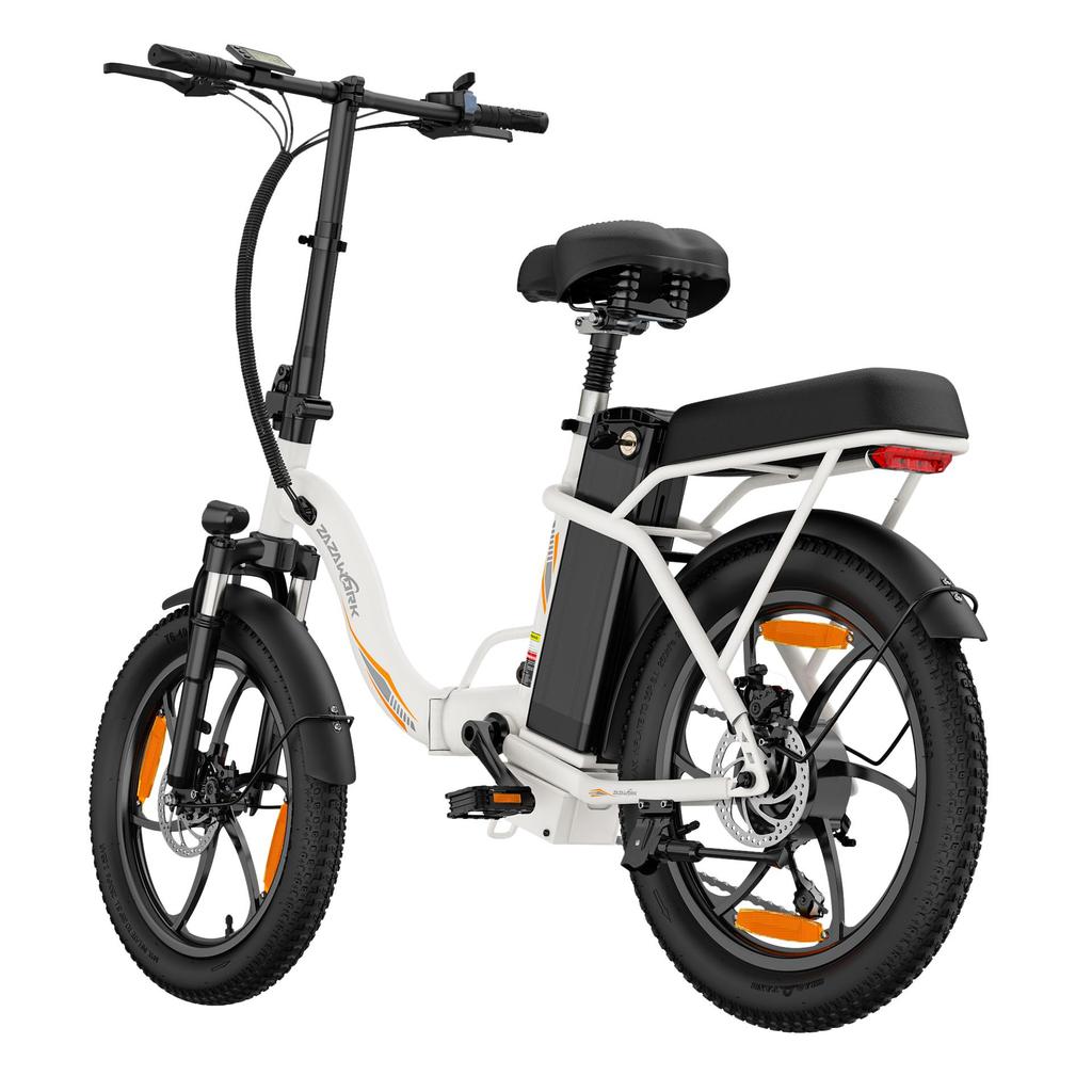 ZAZAWORK 20-inch Folding Electric Bike 250W 47Nm Motor 48V 16Ah Battery 25km/h Speed 100km Range 7 Speeds Spring Suspension Disc Brakes