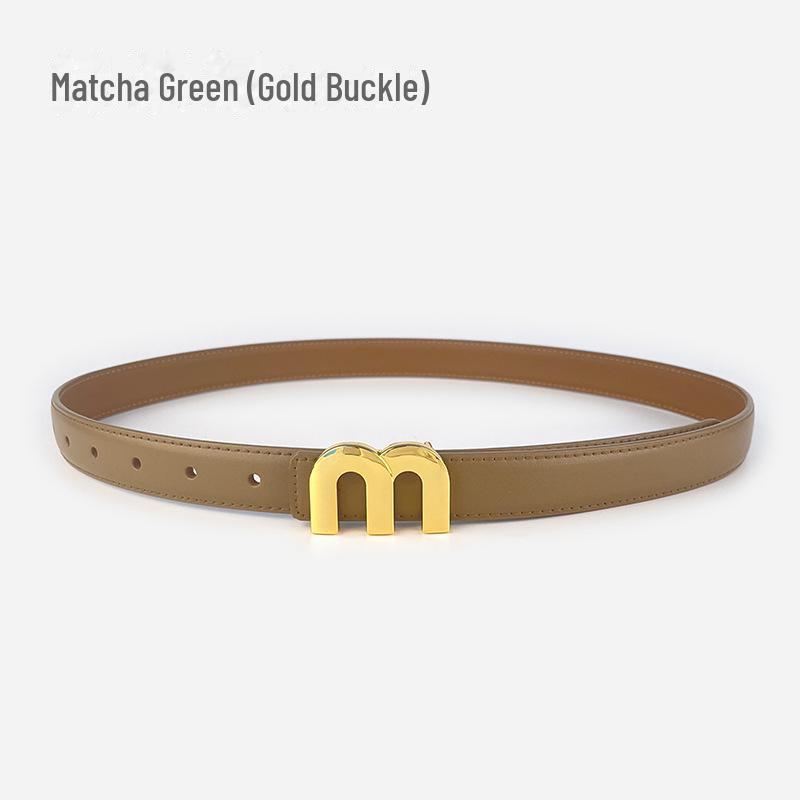 M Letter Genuine Leather Women's Belt - Versatile for Casual Pants, Skirts, and Jeans